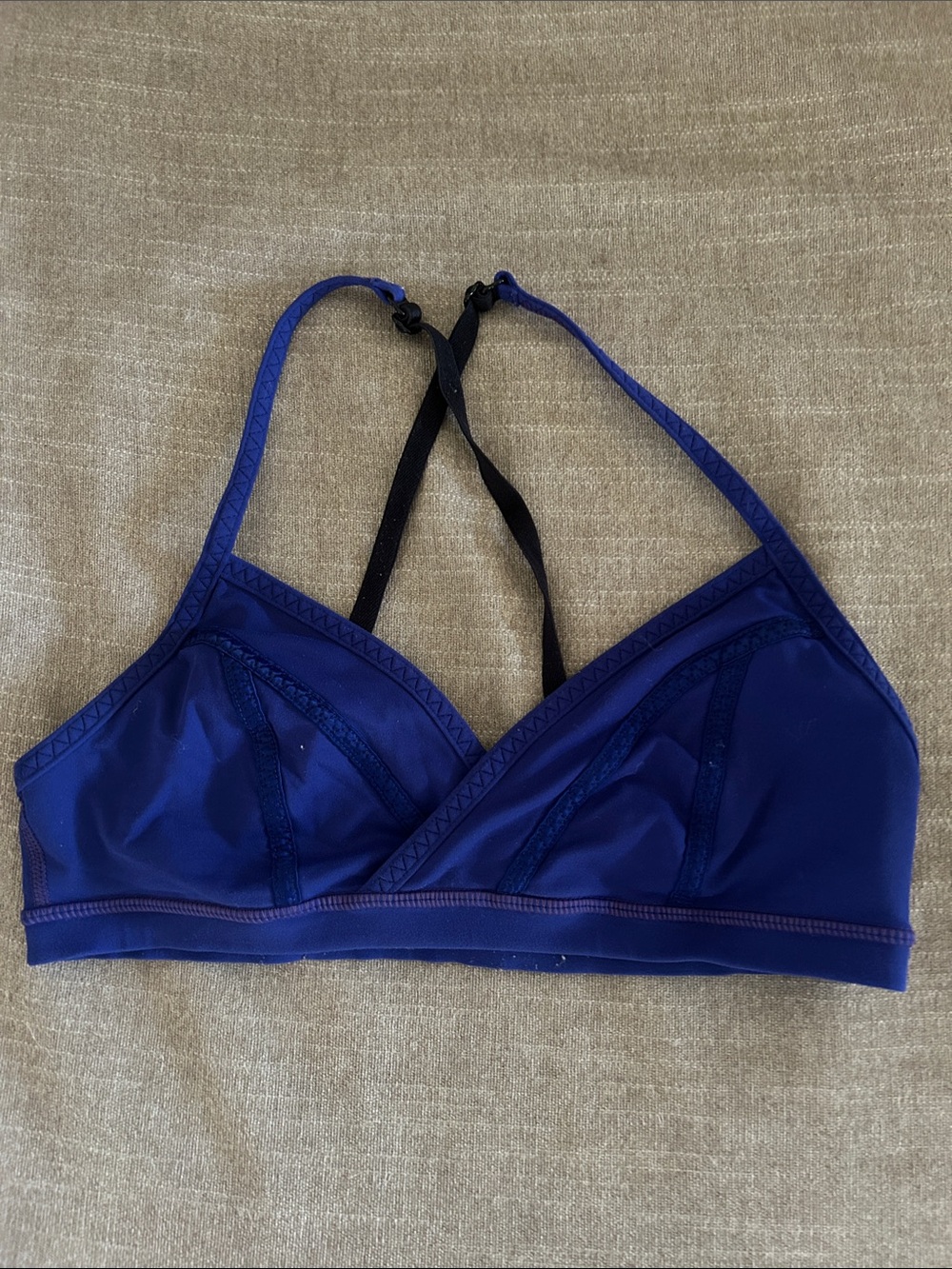lululemon athletica Deep Blue Stretch Bralette with Black Straps